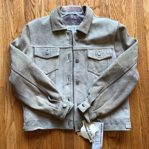 Vintage Comint Mens Taupe Suede Leather Jacket L